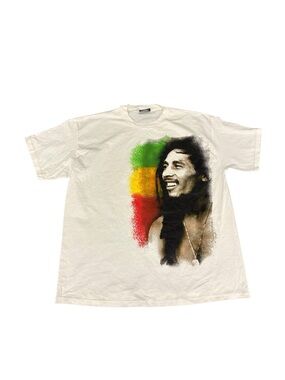 Vintage Y2K Zion Bob Marley Reggae Legend Rastafari Rap T-Shirt XL White